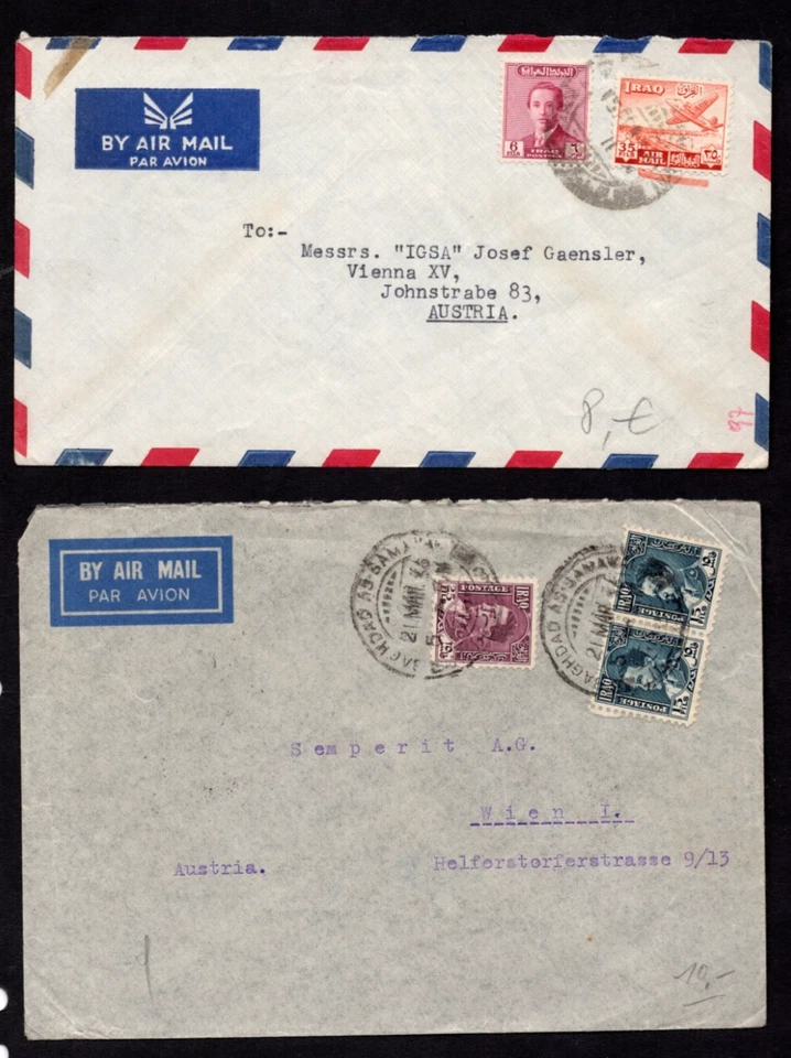 IRAQ 1920-1930 COLLECTION OF 22 COMMERCIAL MOSTLY AIR MAIL COVERS TO EUROPE - image 3 of 4