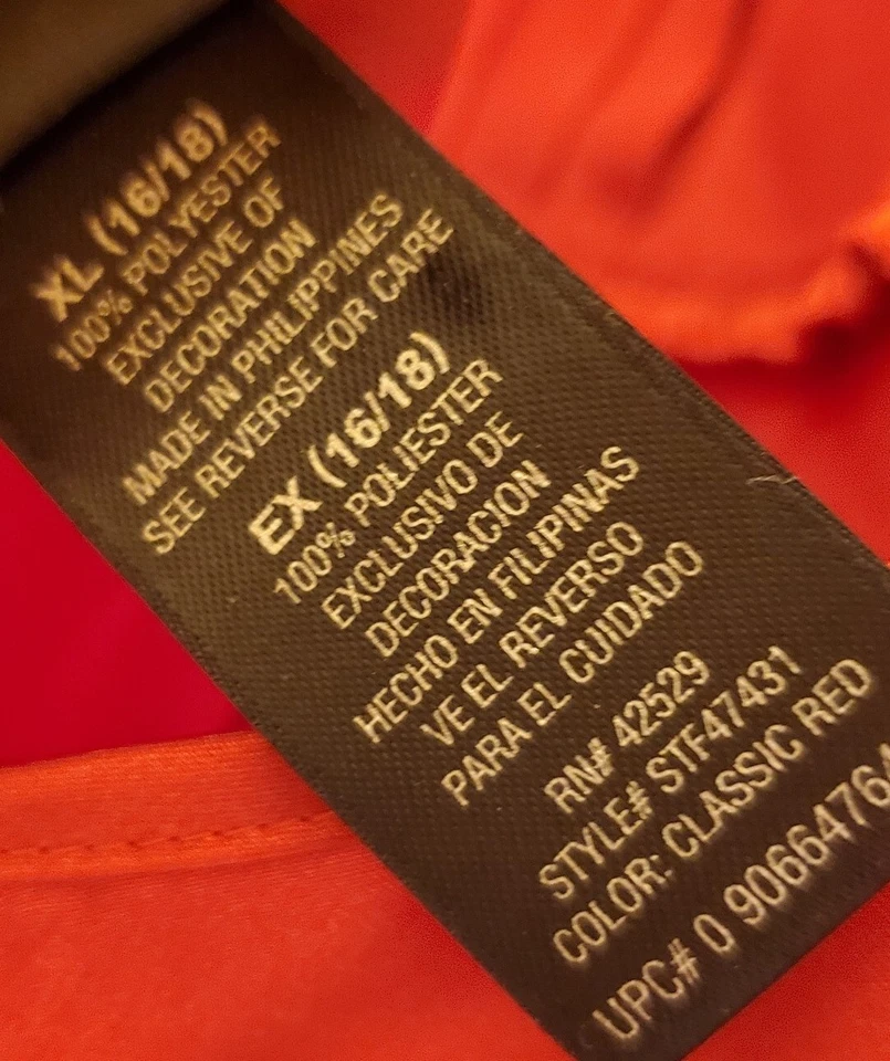 Vestido de noche vintage Secret Treasures XL Peignoir sin mangas rojo satinado negro encaje Foto 4 de 4