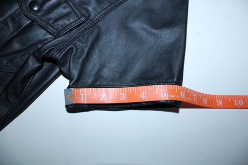 665 One Short of Hell Men's Small Black Leather Snap Button Shirt/Jacket - Picture 12 of 15