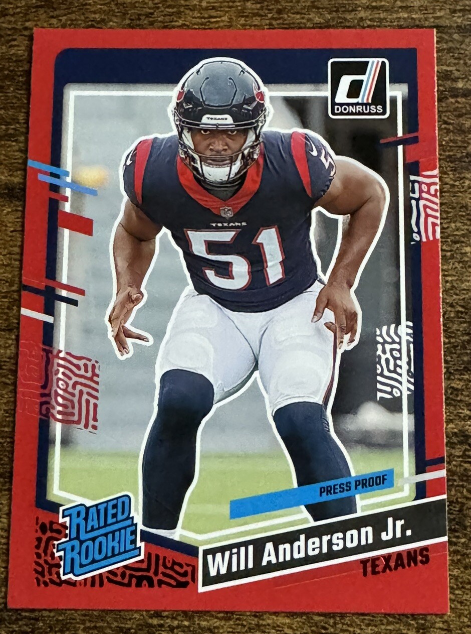 2023 Donruss Will Anderson Jr Red Press Proof Rated Rookie Card RC #342 Texans