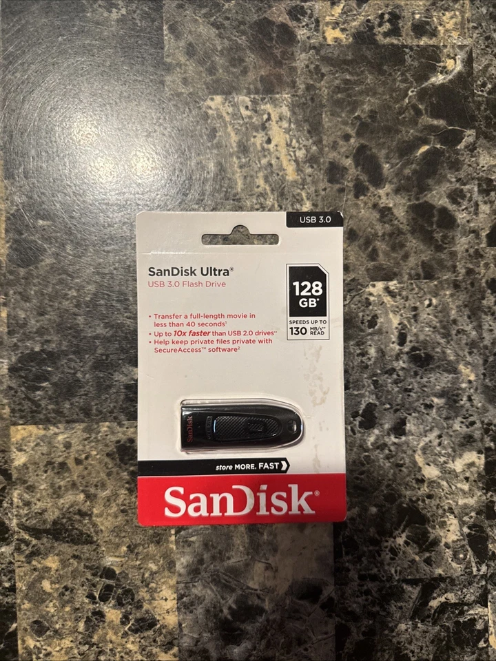 SanDisk Ultra USB 3.0 Flash Drive 128GB SDCZ48-128G-GAM46 - New, Sealed - Image 2 of 3