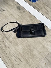 COACH Bleecker Black Leather Vintage Clutch Wristlet