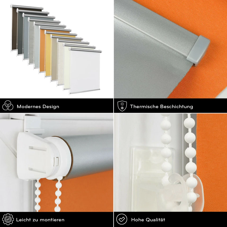 Thermo Verdunkelungsrollo Fensterrollo Klemmfix ohne Bohren viele Farben - Bild 2 von 4