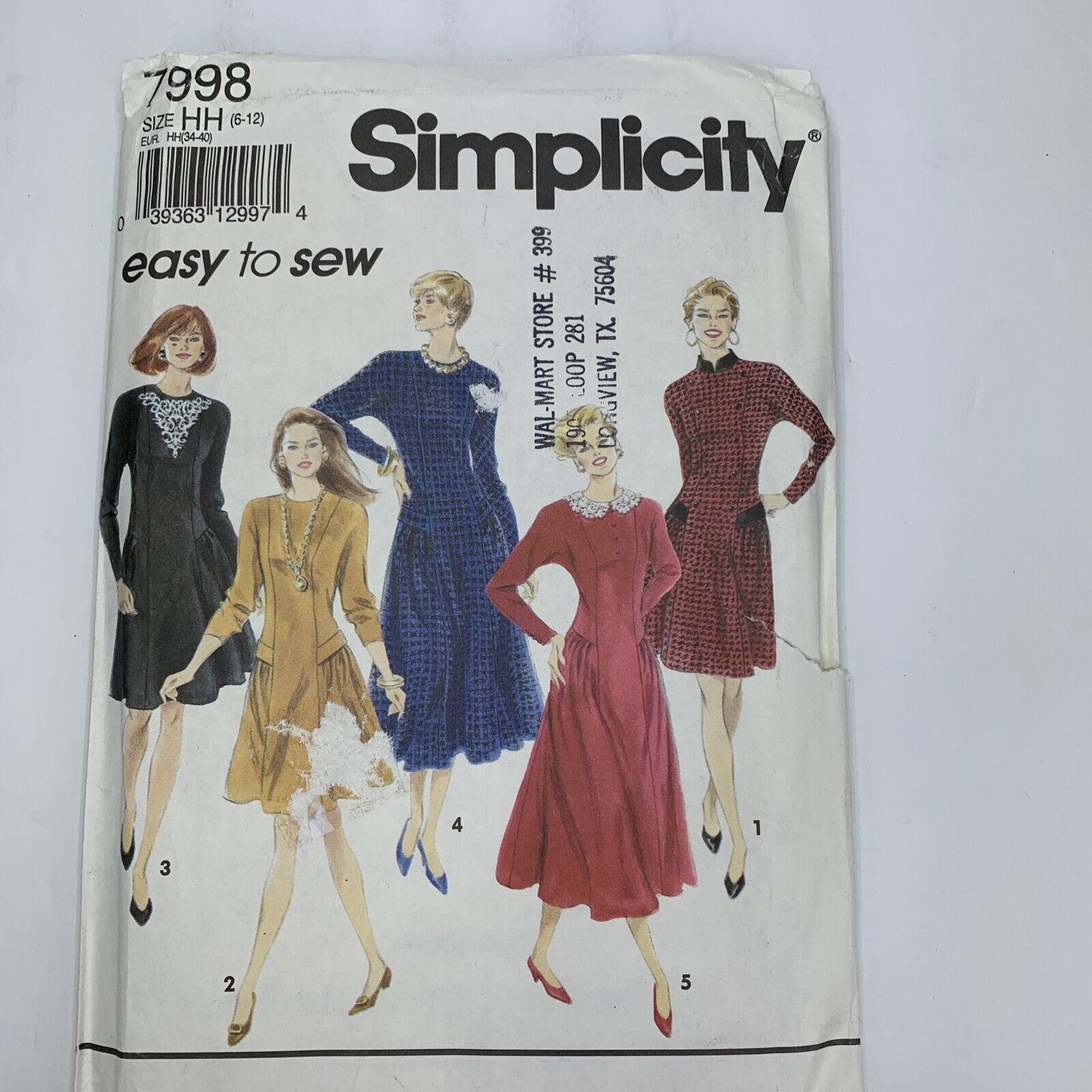 Simplicity 7998 Dress With Princess Seams Sewing Pattern 6-12 