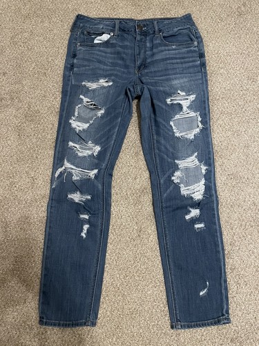 Jean American Eagle HIGH-RISE TOMGIRL DESTROYED Button Fly - Taille 0R - Neuf Avec Étiquettes (NWT)