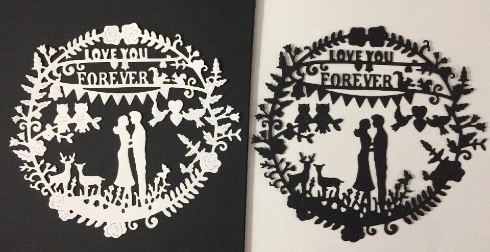 Troquelados LOVE YOU FOREVER 5,5"x 5" (2 piezas) Pareja•Amante•Boda•Floral •Animales•• Foto 2 de 4