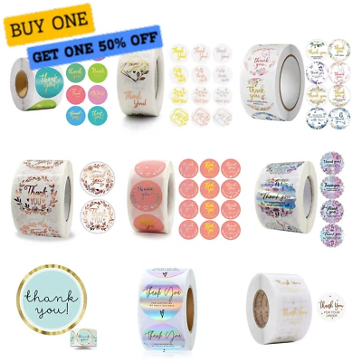Thank You Stickers For Business Seal Handmade Flower Labels 25/50/100pcs - image 1 of 4