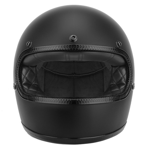 NEW DOT Vintage Retro Full Face Motorcycle Helmet S/M/L/XL/XXL Matte Black - Picture 2 of 6