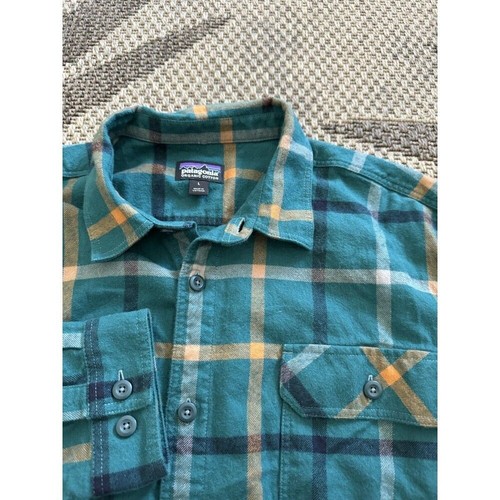 Patagonia Uomo Cotone Biologico Bottoni Manica Lunga Plaid Down Flanella L Large - Foto 4 di 7