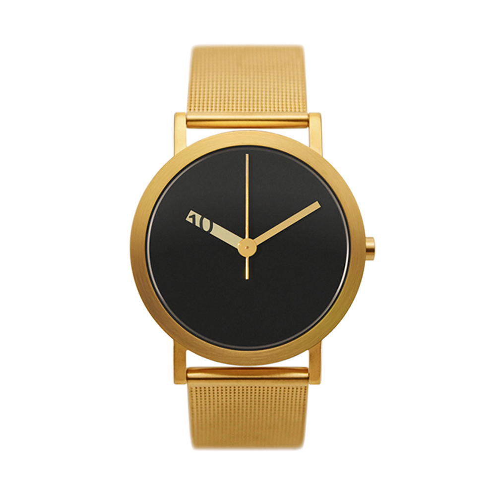Montre Homme Normal Timepieces Extra Normal - Boîtier Or Acier, Bracelet Maille Or - Quartz - Noir