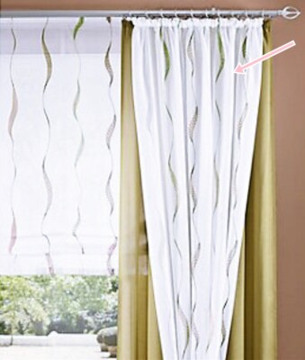 Gardine, 2 Stück, mit Kräuselband, Farbei Grün, Desing Wellenstreifen, Transpare