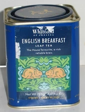 Vintage Whittard of Chelsea English Breakfast Loose Tea Metal Storage Can w/Lid