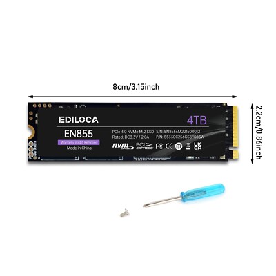 Ediloca M.2 NVMe SSD 1TB 4TB PCIe4.0 Internal PS5 SSD Hard Drive