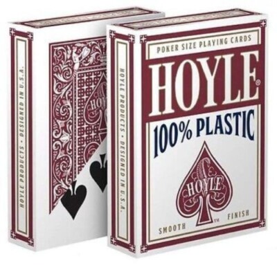 1 RED Deck Hoyle 100% Plastic Playing Cards, Standard Index Poker Size Wide NEW