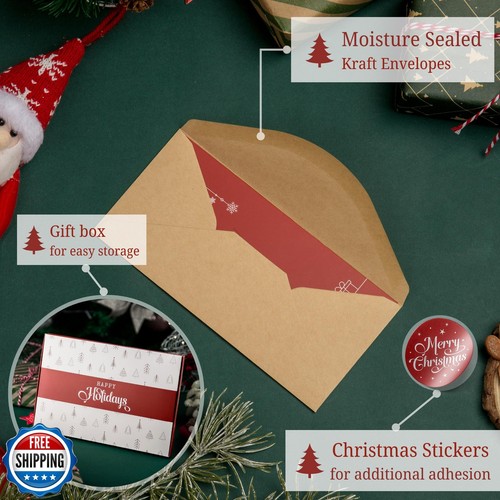 Minimalistische Strichzeichnung Weihnachten Geldkarten mit Umschlägen Set - 20 Karten, - Bild 5 von 5