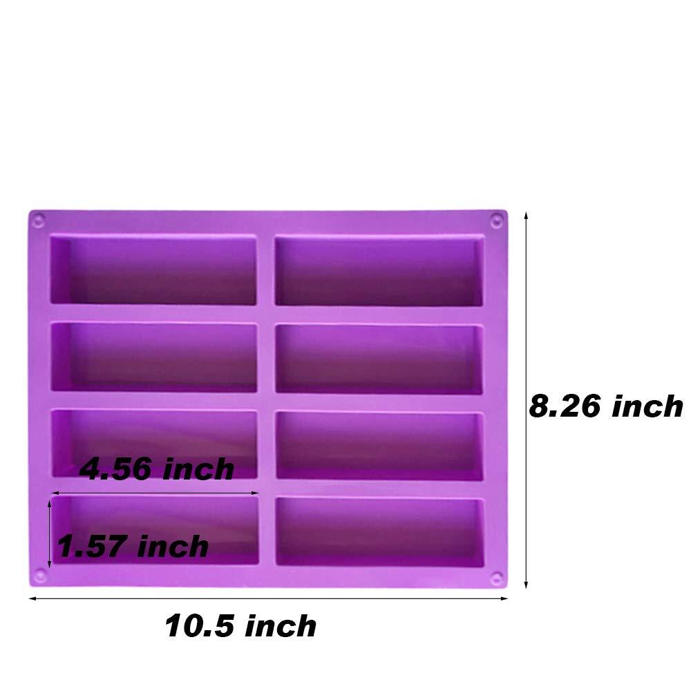 2 Pack 8-Cavity Large Rectangle Silicone Mold Granola Bar Baking Pan for Muffin