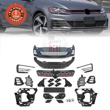 Front Bumper W/o Pdc W/ Led Fog Ligh & Red Line Grille Fit Vw 2015-17 Mk7 Golf