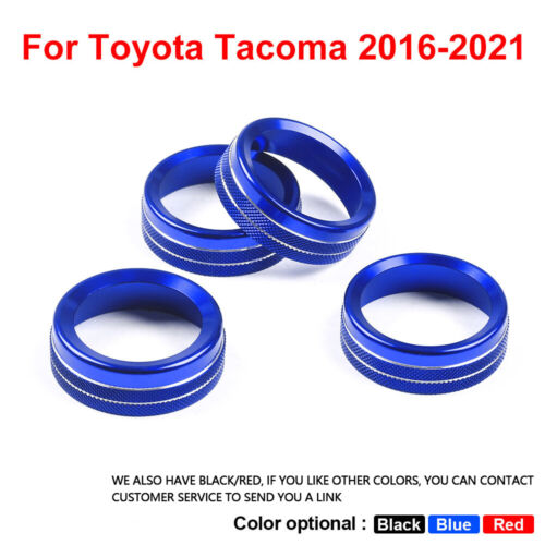 4pcs Blue AC Console 4WD Switch Knob Ring Cover Trim For 2016-2021 Toyota Tacoma - Afbeelding 1 van 10