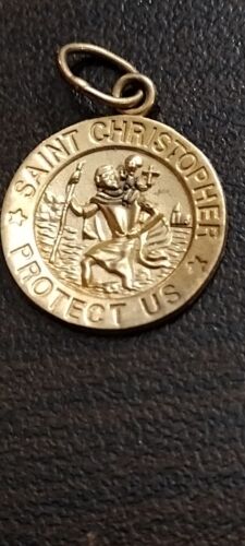 Vintage 14K Gold 1.+ Gram ST. CHRISTOPHER CHARM Pendant Catholic Religious MA