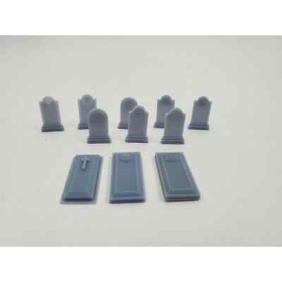 Ho scale Tombstones Grave Stones Cemetery Memorials Railroad Diorama 3D Print