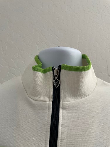 VTG O'neill Mens Size M White Blue Green Long Sleeve Full Zip Mock Neck Jacket - Picture 2 of 9