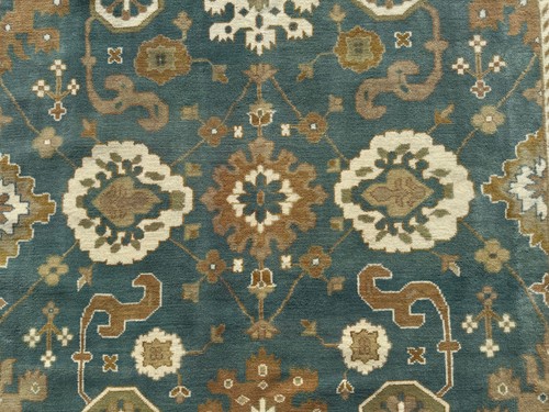 10x14 BLUE OUSHAK RUG HANDMADE handwoven oriental new wool soft clean big ushak - Picture 6 of 23