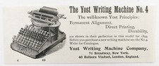 1894 Model No.4 The YOST Writing Machine Co.Original Vtg Typewriter Art Print Ad thumbnail