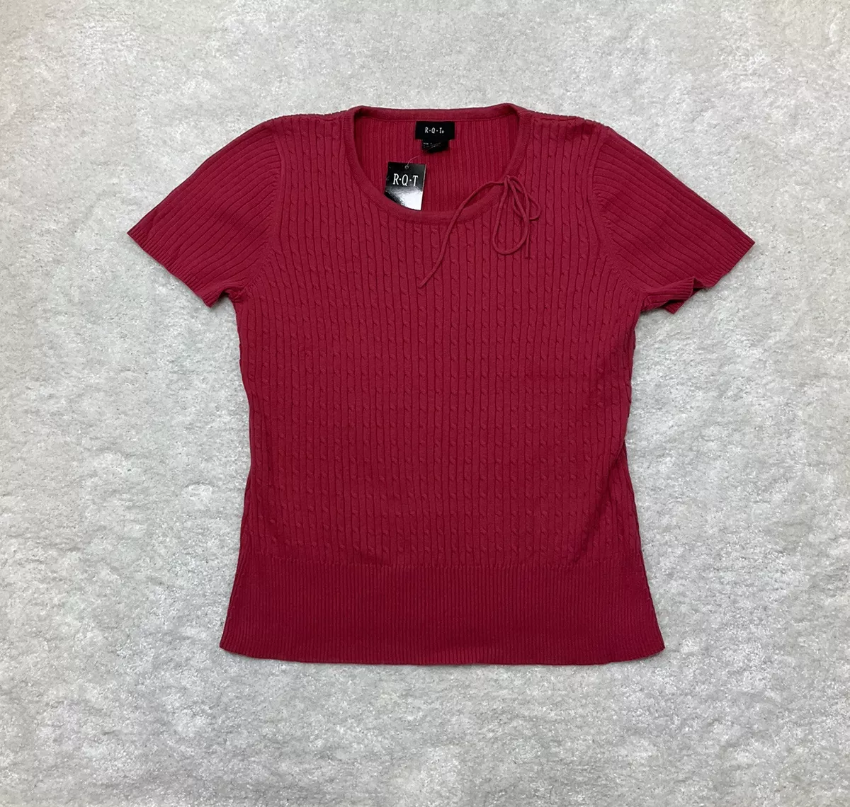 Women's short sleeve red sweater clearance
