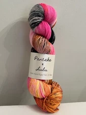 Pancake & Lulu Hand Dyed Yarn Skein 100% Wool Multicolor Pink Orange Yellow