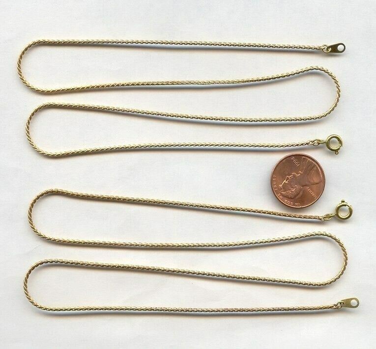 12 VINTAGE SOLID BRASS ROUNDED SERPENTINE 1mm THIN FINE CHAIN 18” NECKLACES W884