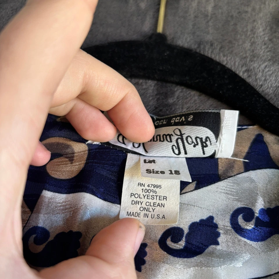 JoHanna York Joan Davis Blazer Size 18 Gold Blue White Paisley Pattern Jacket - Image 4 of 4