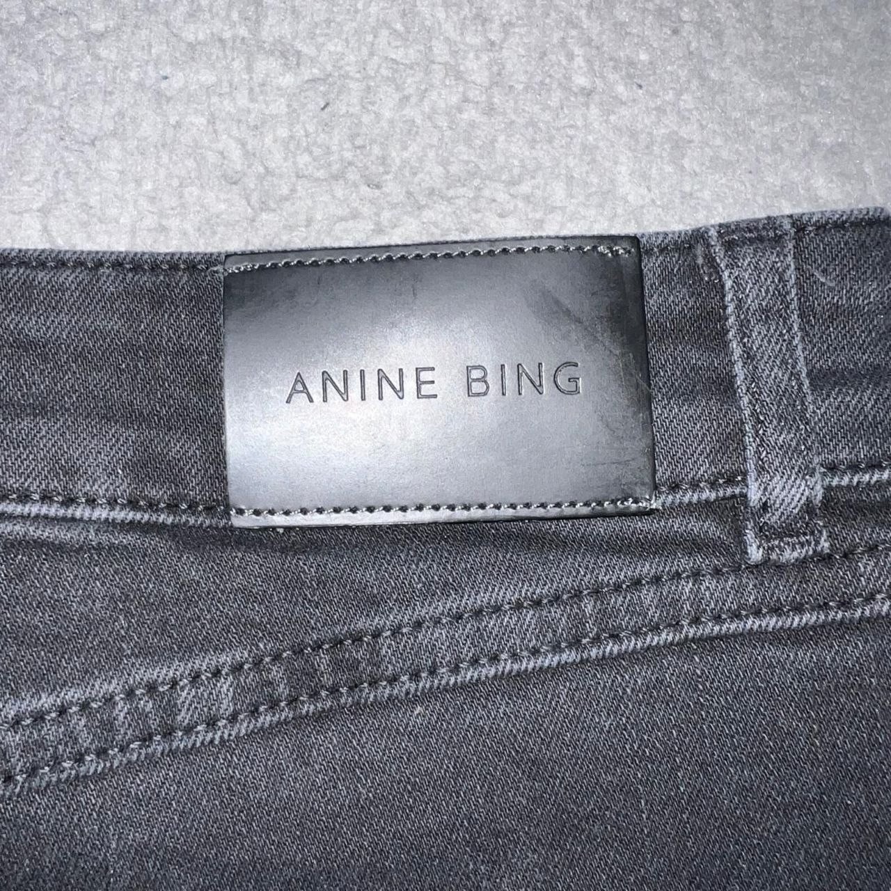 NWT Anine Bing Mini Skirt Women's Size L Black Denim Frayed Cut Off Hem A-Line image 4