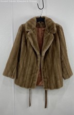 Style IV Ltd Womens Brown Solid Tissavel Faux Fur Vintage Jacket Coat Read