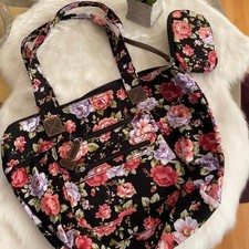 Floral Patterned Tote Bag with Matching Small Pouch