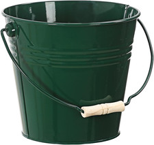 Secchio Deco , Ø 24 Cm, Altezza 22 Cm, Zinco / Legno, Verde Scuro