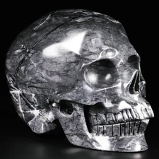 Huge 5.0" Picasso Jasper Carved Crystal Skull,Super Realistic,Crystal Healing