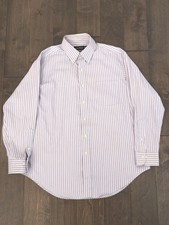 Lauren Ralph Lauren Mens Size 16.5 32/33 Blue Striped Button Down Long Sleeve