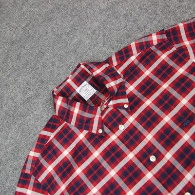 Brooks Brothers Shirt Men's Large Red Regent Non Iron Cotton Button Up Sheep