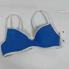 Women's Lightly Lined Ribbed Underwire Bikini Top - Shade  Shore Blue 32B