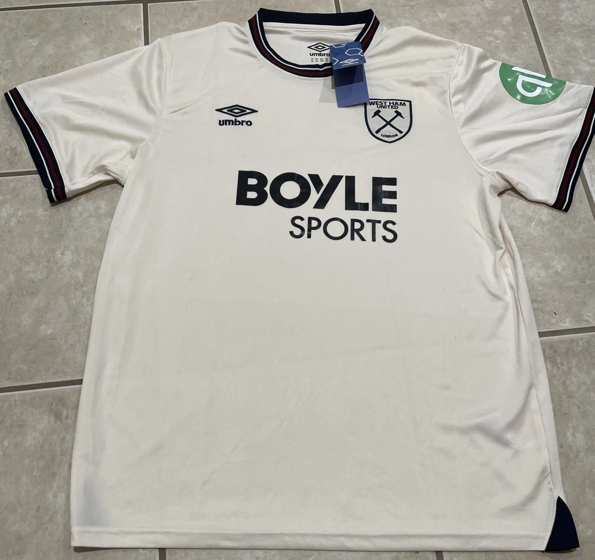 Maillot Vintage West Ham United – Saison 2010/2011, Macron, Taille XXS (garçon), Blanc, Fabriqué En Thaïlande