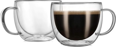 CNGLASS Double Wall Glass Cappuccino Mugs 8.1oz,Clear Insulated Glass Coffee Mug