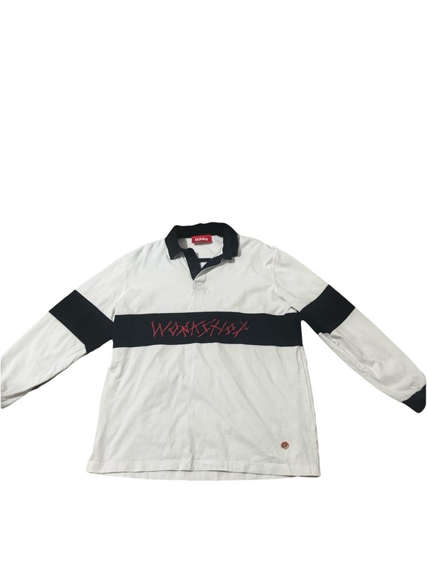 032c WWB Rugby Shirt Men's Large white blacks stripped