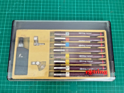 Rotring Isograph Zeichenstifte 8er Set verschiedene Federgrößen Tinte gebraucht/unbenutzt Set #1