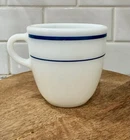Vintage Pyrex White Coffee Mug With Teal Stripes