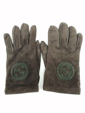 Gucci Nubuck Brown Leather Gloves Women  s Luxury Size 8 Used