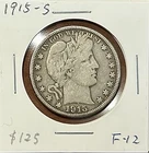 1915 S Barber Half Dollar, 90% Silver, Uncertified, NR, Fine Details