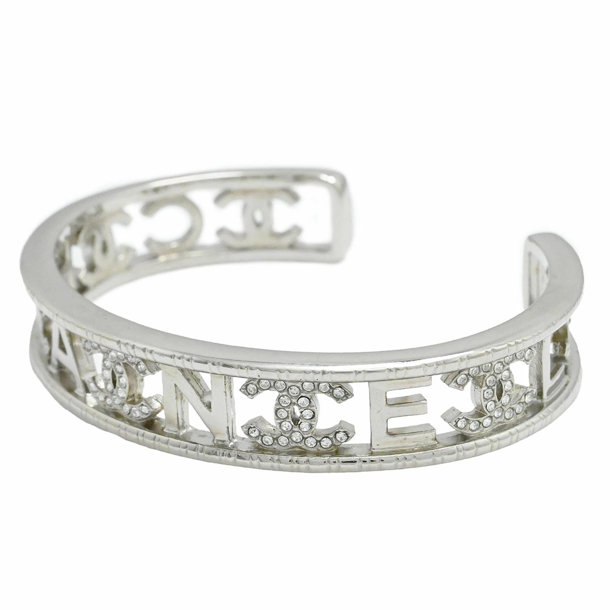 CHANEL CC Logos Rhinestone Bangle Bracelet6.3