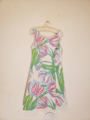 Lilly Pulitzer Bella Sleeveless Dress Ring the Bellboy Print  Sz L Floral
