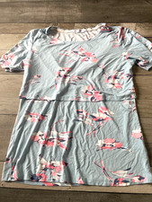 lovely ladies smallshow medium size 10-12 blue maternity nursing top t-shirt