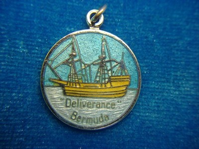 ''DELIVERANCE'' BERMUDA STERLING SILVER SHIP CHARM W/ENAMELING